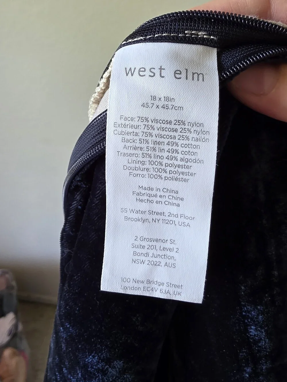 West Elm Blue Velvet Pillowcases Set Of 2